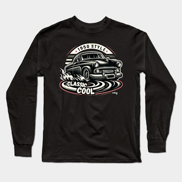 Classic Car 50s Style - American Muscle Car - Hot Rod and Rat Rod Rockabilly Retro Collection Long Sleeve T-Shirt by LollipopINC